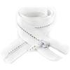 NIUXICH 50/60/70cm 5# Cerniera in resina Cerniera con decorazione strass open-end per cerniere per cucire cappotti, Bianco, 60cm