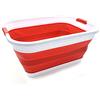 SAMMART - Cesto portabiancheria, in plastica, pieghevole, bacinella portatile, organizer salvaspazio, capacità di 41 litri di acqua (rosso)