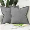 Madizz 2 Pezzi Poliestere Lino Copricuscini con bordo largo Morbido Decorativo Fodere per Cuscino Lusso Stile per Divano Camera da Letto 45x45 cm Grigio