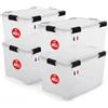 Iris Ohyama Set di 4 scatole ermetiche in plastica con coperchio, 45 l, trasparenti, chiusura ermetica impermeabile, robuste chiusure a scatto, impilabili, antipolvere, senza BPA, WSB-45