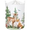 HUUMONSS Grande Cesta Porta Biancheria Bambini Animali Foresta Orso Volpe Pieghevole Cestini Portaoggetti Giocattoli Vestiti per Bagno Cameretta, Cervo, 63L
