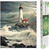 DCIDBEI Pittura Diamante Faro 40x50 cm Diamond Painting Faro Pittura Diamante con i Numeri Faro Quadri con Perline Paesaggio Set Artigianale Mosaico Arti Artigianato Tela Adesivo Diamonds Paint Mare