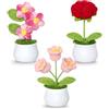 Weldomcor 3 pezzi regalo di supporto emotivo, divertente supporto emotivo pianta lavoro a maglia uncinetto fiori bouquet kit fatto a mano supporto emotivo lavorato a maglia pianta all'uncinetto per