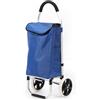 Luna Trolley per la spesa pieghevole, in alluminio, 43,5 litri, impermeabile, pieghevole, con 2 ruote, cestino per la spesa con ruote, grande - blu