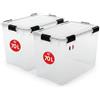 Iris Ohyama Set di 2 scatole di stoccaggio ermetiche in plastica con coperchio - 70 l - Trasparenti - Chiusura ermetica a tenuta stagna - Chiusura a pressione robusta - Impilabili - Antipolvere