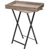 HOOBRO Tavolino con Vassoio, Tavolino da Divano Pieghevole con Vassoio in Legno Rimovibile, Struttura in Acciaio, Tavolino da Caffè, Stile Industriale Vintage,Greige e Nero EBG29BZ01
