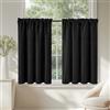 TOPICK Tende Passante tenda da bistrot Filtro della luce porta finestra balcone stile country roulotte corte rustiche soggiorno doccia tenda per interni 2 pezzi 90L x 90A cm, Nero