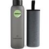 waterdrop MICRODRINK waterdrop® Borraccia in Vetro 600ml - Borraccia Personalizzata con Tappo in Bambù, Custodia Neoprene, Antigoccia, BPA Free - Borracce Design per Sport, Ufficio, Viaggio, Casa