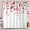 Hopomoon Tenda da Doccia 180x180 cm Antimuffa e Impermeabile, Tenda Vasca da Bagno Lavabile in Tessuto Poliestere, Fantasia Foglie Rosa Acquerello con 12 Ganci, per Arredo Bagno Elegante e Moderno