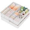 XIVIRACK Set di 10 Organizer Cassetti, Organizzatore per Armadio, Scatole di Stoccaggio Pieghevoli in TNT, per Calze,Biancherie, Reggiseni, Cravatte, Sciarpe, Bianco