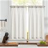 TOPICK - Set di 2 tendine H 115 x L 90 (cm) Tende moderne a strisce in lino con strisce per cucina, tende opache corte per cucine, leggermente trasparenti, piccole finestre, grigio chiaro e marrone