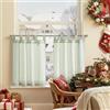 TOPICK Tenda a righe in lino con strisce, opaca, per cucina, sala da pranzo, bagno, piccola finestra, 65 x 60 cm, verde su beige