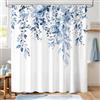 Hopomoon Tenda da doccia in stile nordico, 180 x 180 cm, con stampa floreale blu, impermeabile, in tessuto di poliestere ispessito, set di tende da doccia per bagno