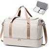 SEAFEW Borsone da Viaggio Extra Grande 45L Bagaglio a Mano Borsa da Viaggio | Weekender Duffle Bag leggero Borsa Palestra Sportiva con scomparto scarpe Borsa Ospedale Parto per Uomo e Donna,Marrone beige