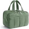 BAGSMART Beauty case da viaggio da donna, grande borsa da toilette da appendere per donne, borsa organizer per trucchi con manico, borsa da viaggio impermeabile, Verde torbio, 30 cm de largo x 18,5 cm