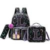 HTgroce Zaino Scuola Elementare Bambina con Lettera Iniziale Personalizzata L - Ergonomico Zainetto Bimba per Scuola Primaria