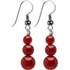Treasure Bay Orecchini da donna fatti a mano con pietre preziose triple perline e orecchini pendenti in argento sterling - Idee regalo per le donne (Agata Rossa)