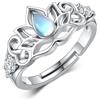 ONEFINITY Lotus Anello regolabile in argento Sterling 925, con pietra di luna e fiore di loto, regalo per donna, Simulato Moonstone