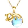 Vadmans Collana a forma di gatto in argento Sterling con ciondolo a forma di gatto con perle di quarzo rosa, regalo per donne amanti dei gatti, 0.62*0.98 inch, Argento sterling, Nessuna pietra