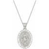 Sakrami Collana Donna Ragazza Argento 925 con Madonna Miracolosa e Zirconi - Ciondolo Ovale Luminoso, Scatola Personalizzabile - Idea Regalo per Comunione, Cresima, Compleanno (Rodiato)