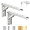 mimzemamz 300mm Staffe Pieghevoli per Mensole, 2 Pezzi Metallo Staffe per Mensole Pesanti, Supporti Tavolo a Parete Folding, Mensola Pieghevole con Viti per Garage, Cucina, Camera da Letto Salvaspazio