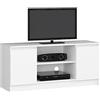Home Collective Mobile TV largo 120 cm con due ante e due ripiani aperti, mobile TV, credenza bassa, camera da letto soggiorno in bianco