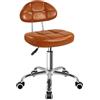 BFTOU Sgabello girevole quadrato minimalista con ruota, perfetto per lavoro, spa, negozi, massaggi, altezza regolabile e conveniente, sedia con schienale (marrone)