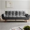JIEXI Divano letto trasformabile moderno, 190 cm, schienale diviso regolabile, divano letto in tessuto 3 in 1, per soggiorno, appartamento, piccoli spazi, capacità 270 kg, grigio