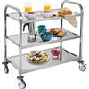 ybaymy, carrello da cucina a 3 ripiani, in acciaio inox, 950 x 950 x 500 mm, multiuso, con ruote e freno, per hotel, ristoranti, cucine, camere