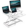 VonHaus Convertitore da Scrivania in Piedi, Rialzo Monitor per Computer con Piano per Tastiera, Rialzo Scrivania per Laptop con Supporto Tablet (Bianco)