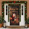 JunD Copriporta Babbo Natale 90 x 200 cm - Copertura Porta Natalizia in Poliestere Lavabile con Chiusura Velcro, Striscione Natale per Porta Ingresso Balcone Veranda, Addobbi Natalizi