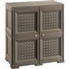 MA MAISON Armadio Contenitore in Plastica con Ante Traforate - Mobile Decorativo per Organizzazione Casa e Zona Living (Wengé, 79 x 43 x 85.5 cm)