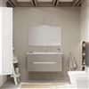 Kiamami Valentina Mobile Bagno Sospeso 100 Cm 2 Cassetti Grigio Opaco | Con lavabo ceramica e specchio 100x60 cm, struttura MDF e quercia bianco, chiusura rallentata