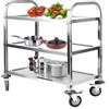 ybaymy, carrello portavivande in acciaio inox, a 3 ripiani, carrello da cucina con ruote e freni, per hotel, ristoranti, cucine, argentato, 75 x 40 x 83,5 cm