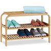 Relaxdays Scarpiera da Ingresso, con Panca, 6 Paia di Scarpe, per Bagno & Camera, 2 Ripiani, 45 x 70 x 30 cm, naturale