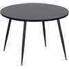 MOG CASA Tavolo da pranzo rotondo Corin - Ø 120 cm - MDF nero e gambe metalliche nere - regolabile e moderno