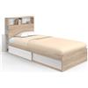 IDMarket - Letto singolo CLEM con contenitore, testata e base 90 x 190 cm faggio e bianco