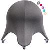ENOVI Pallone da seduta con rivestimento e ruote per mobili, sedia da ufficio, ergonomico, 60-65 cm di altezza della seduta