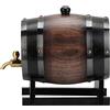 Rengue Fodera in Alluminio per Botte di Vino in Legno di Quercia da 3 Litri per Whisky, Brandy, Tequila con Rubinetto e Supporto per Caffetteria Domestica, Ristorante, Hotel