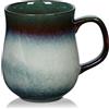 RELEDESA 800ml Overszie Tazza da Caffè in Ceramica, Tazza da Tè realizzata a mano Smalto Fambe per ufficio e casa, con grande manico, Sicuro per l'uso in forni, microonde e lavastoviglie (Ink Green)