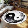 TOANGWALL Tappeti Artistici Rotondi 70cm Inchiostro Yin Yang Tai Chi Splash Lavabile sottile pieghevole e antimacchiabile tappeto circolare per studio