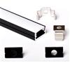 AFTERTECH 1x 3metri 1207N 12x7mm Profilo Alluminio NERO Minimal Per Strisce Strip LED Barra Rigida INTERA 3MT + Copertura BIANCA (1x 3metri 1207nero milk)