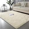 DUBENS Morbido tappeto decorativo per la casa, rettangolare, in peluche, Fuzzy Area, per soggiorno, camera da letto, camera da letto, cameretta dei bambini, bianco, 160 x 230 cm
