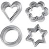 DIPZO Set di 12 Tagliabiscotti, Formine in Acciaio Inox a Forma di Stella, Cuore, Rotondo e Fiore per Pasticceria, Cucina, San Valentino e Natale