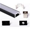 AFTERTECH 1x 3metri 1207N 12x7mm Profilo Alluminio NERO Minimal Per Strisce Strip LED Barra Rigida INTERA 3MT + Copertura OPACA (1x 3metri 1207nero fog)