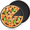 Newellsail Teglia per Pizza Rotonda da Diametro 22cm Padella per Pizza in Acciaio al Carbonio Teglie per Quiche con Rivestimento Antiaderente Teglia per Torta di Formaggio 2 Pezzi