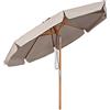 Sekey® Ombrellone in Legno Ombrello Parasole da Esterno da Giardino Ø 300 cm Taupe Protezione Solare UV50+