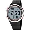 Calypso Orologio Digitale Sport Uomo Gomma Nera - 10 ATM, Data, Cronografo, Doppio Fuso, Luce, Allarme, 12/24 h - K5785/4 Color Splash