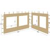 QUICK STAR 2 pannelli laterali in poliestere con finestra 300/400 x 195 cm per gazebo 3 x 4 m parete laterale beige RAL 1001 impermeabile