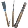Cook'in Garden - Set di 3 utensili per barbecue e plancha, spatola + pinza + forchetta in inox, manico in legno FSC® 100%, accessori resistenti al calore, ideale per cucina esterna, giardino, terrazza